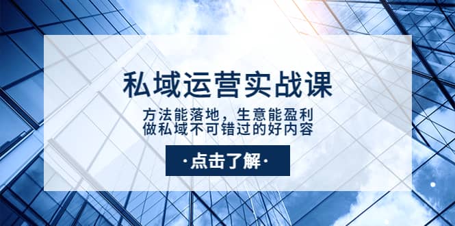 私域运营实战课：方法能落地，生意能盈利，做私域不可错过的好内容-扬明网创