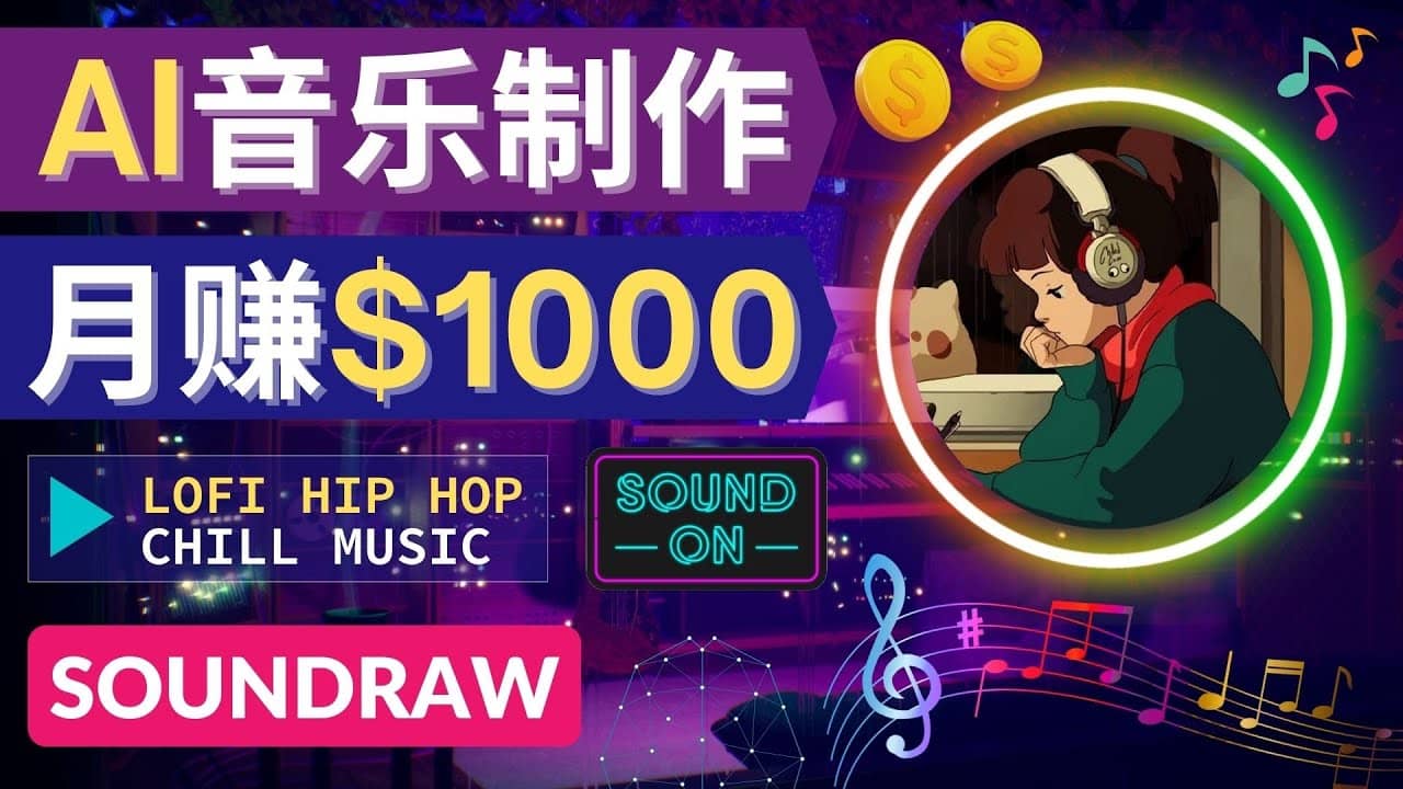 无需任何音乐基础： 使用AI软件制作Lofi Hip Hop Chill Music 月赚1000美元-扬明网创