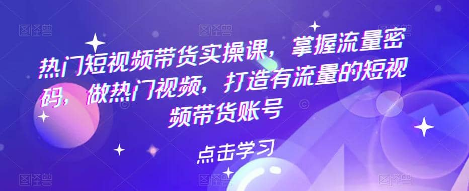 热门短视频带货实战 掌握流量密码 做热门视频 打造有流量的短视频带货账号-扬明网创