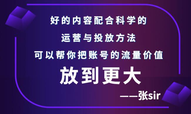 张sir账号流量增长课，告别海王流量，让你的流量更精准-扬明网创