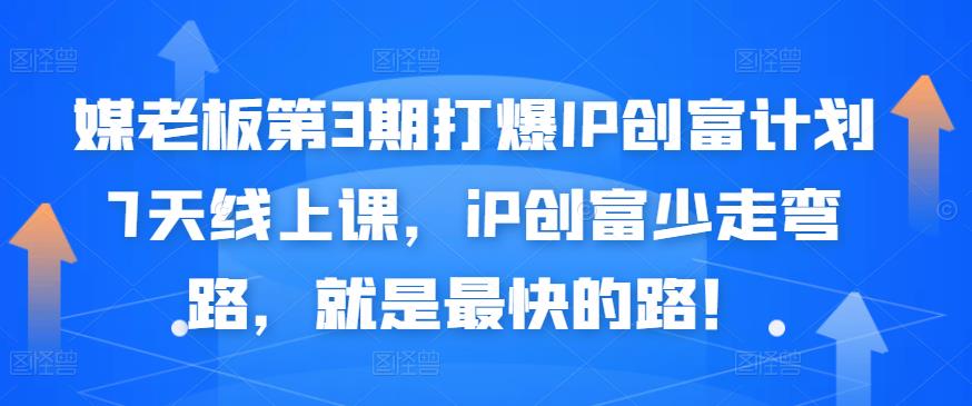 媒老板第3期打爆IP创富计划7天线上课，iP创富少走弯路，就是最快的路！-扬明网创