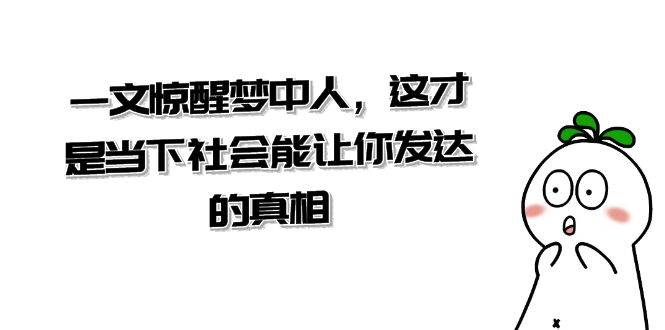 某公众号付费文章《一文 惊醒梦中人，这才是当下社会能让你发达的真相》-扬明网创