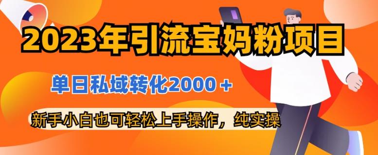 2023年引流宝妈粉项目，单日私域转化2000＋，新手小白也可轻松上手操作，纯实操-扬明网创