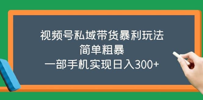 视频号私域带货暴利玩法，简单粗暴-扬明网创