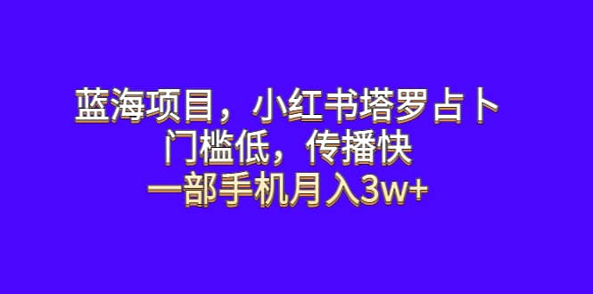 蓝海项目，小红书塔罗占卜，门槛低，传播快，一部手机月入3w+-扬明网创