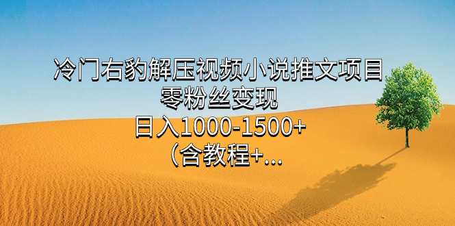 冷门右豹解压视频小说推文项目，零粉丝变现，日入1000-1500+（含教程）-扬明网创