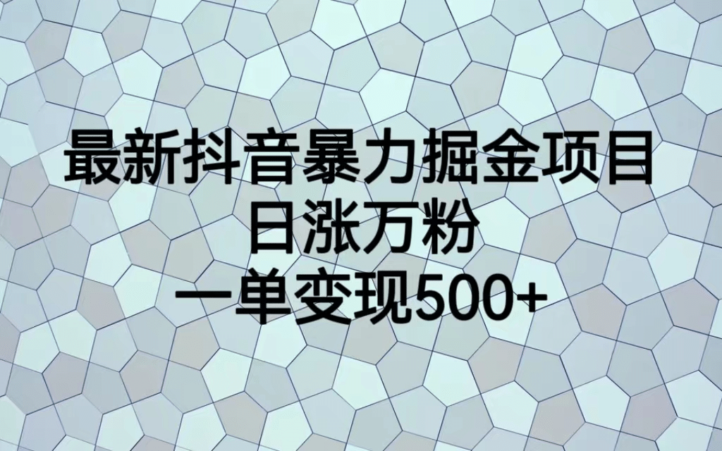 最火热的抖音暴力掘金项目，日涨万粉，多种变现方式，一单变现可达500+-扬明网创