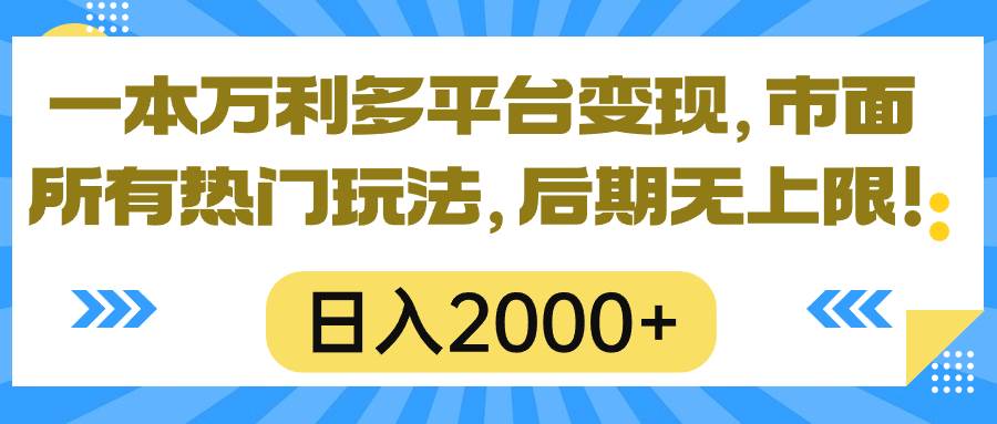 一本万利多平台变现，市面所有热门玩法，日入2000+，后期无上限！-扬明网创