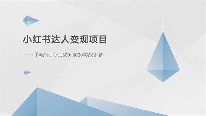 小红书达人变现项目：单账号月入1500-3000实战讲解-扬明网创