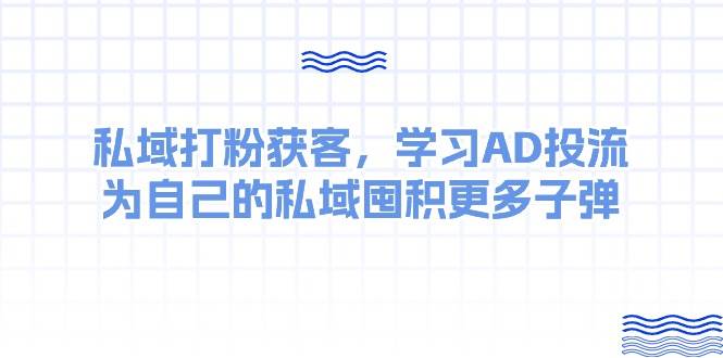 某收费课：私域打粉获客，学习AD投流，为自己的私域囤积更多子弹-扬明网创