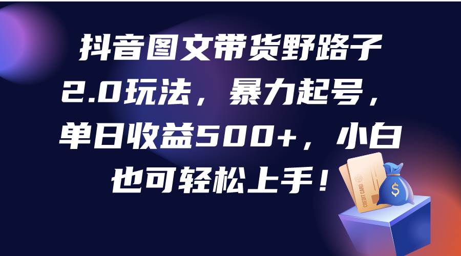 抖音图文带货野路子2.0玩法，暴力起号，单日收益500+，小白也可轻松上手！-扬明网创