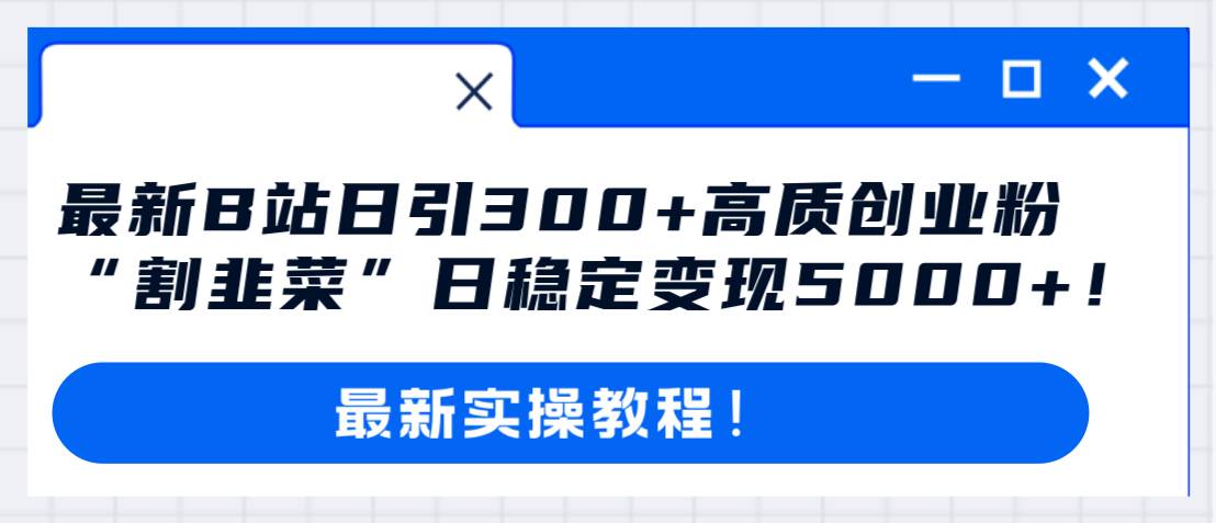 最新B站日引300+高质创业粉教程！“割韭菜”日稳定变现5000+！-扬明网创