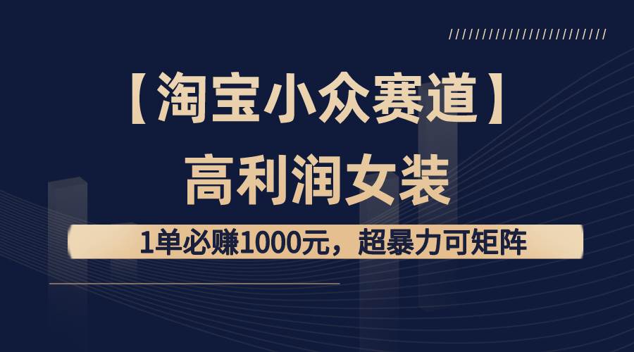 【淘宝小众赛道】高利润女装：1单必赚1000元，超暴力可矩阵-扬明网创