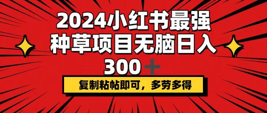 2024小红书最强种草项目，无脑日入300+，复制粘帖即可，多劳多得-扬明网创