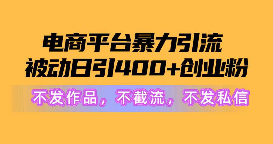 电商平台暴力引流,被动日引400+创业粉不发作品，不截流，不发私信-扬明网创