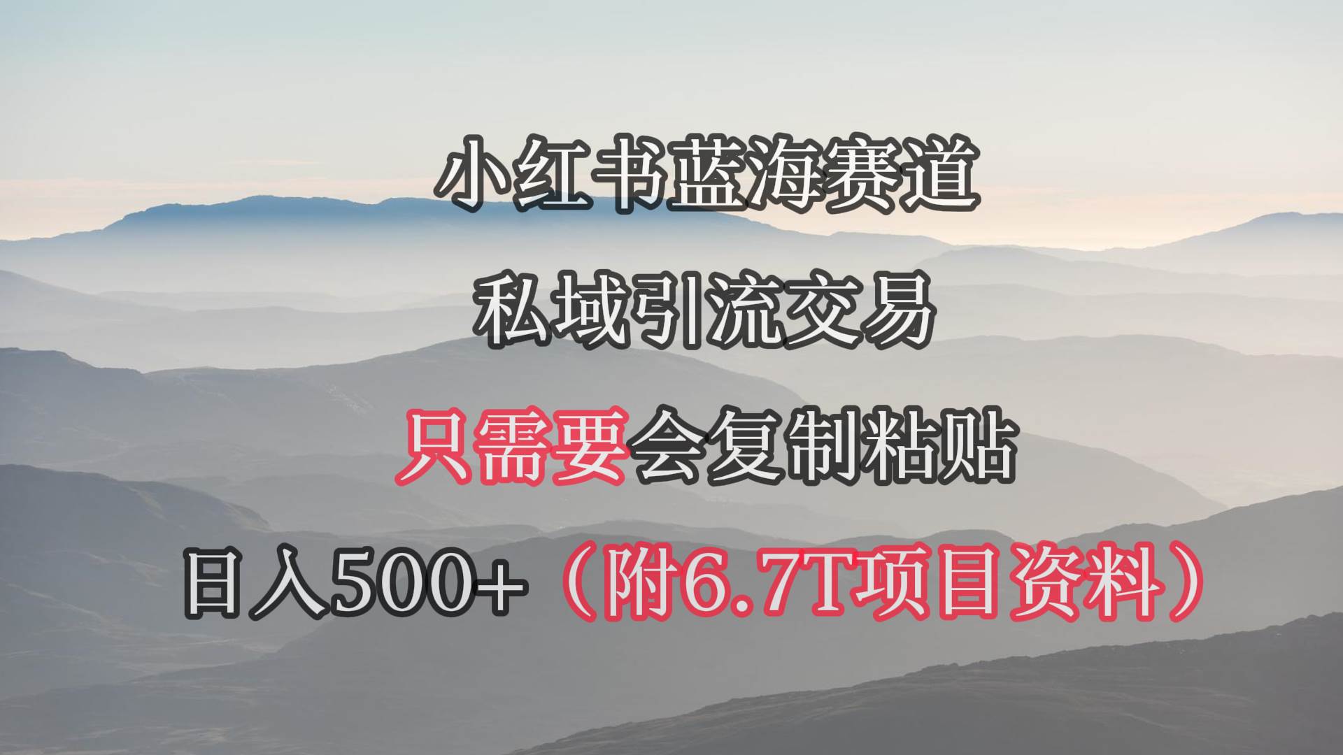 小红书短剧赛道，私域引流交易，会复制粘贴，日入500+（附6.7T短剧资源）-扬明网创