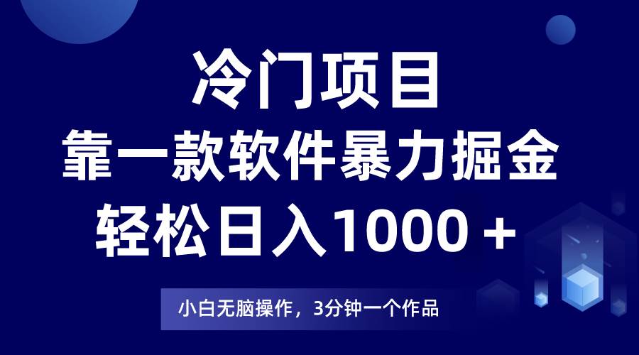 冷门项目，靠一款软件暴力掘金日入1000＋，小白轻松上手第二天见收益-扬明网创