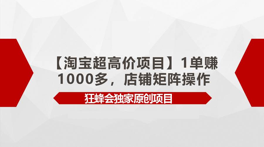 【淘宝超高价项目】1单赚1000多，店铺矩阵操作-扬明网创