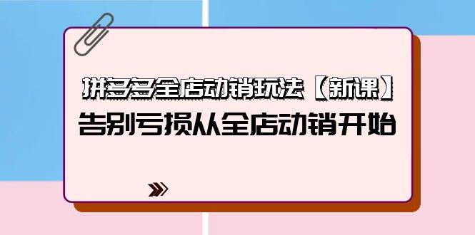 拼多多全店动销玩法【新课】，告别亏损从全店动销开始（4节视频课）-扬明网创