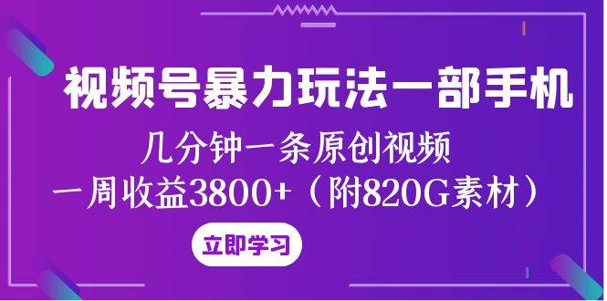 视频号暴力玩法一部手机 几分钟一条原创视频 一周收益3800+（附820G素材）-扬明网创