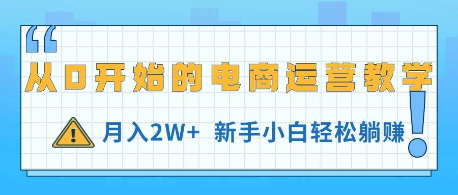 从0开始的电商运营教学，月入2W+，新手小白轻松躺赚-扬明网创