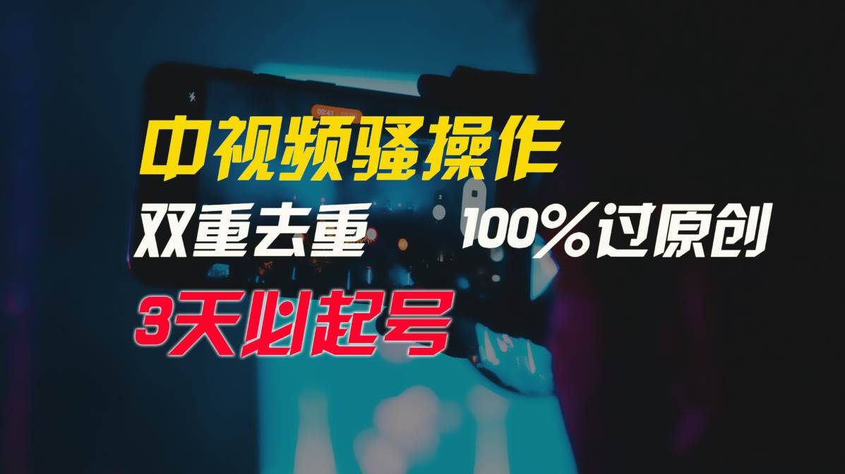 中视频骚操作，双重去重100%过原创，3天比必起号，简单无脑，月入3W+-扬明网创