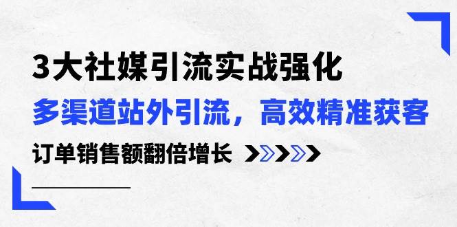 3大社媒引流实操强化，多渠道站外引流/高效精准获客/订单销售额翻倍增长-扬明网创