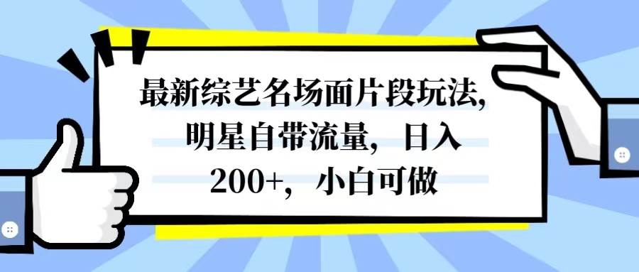 最新综艺名场面片段玩法，明星自带流量，日入200+，小白可做-扬明网创