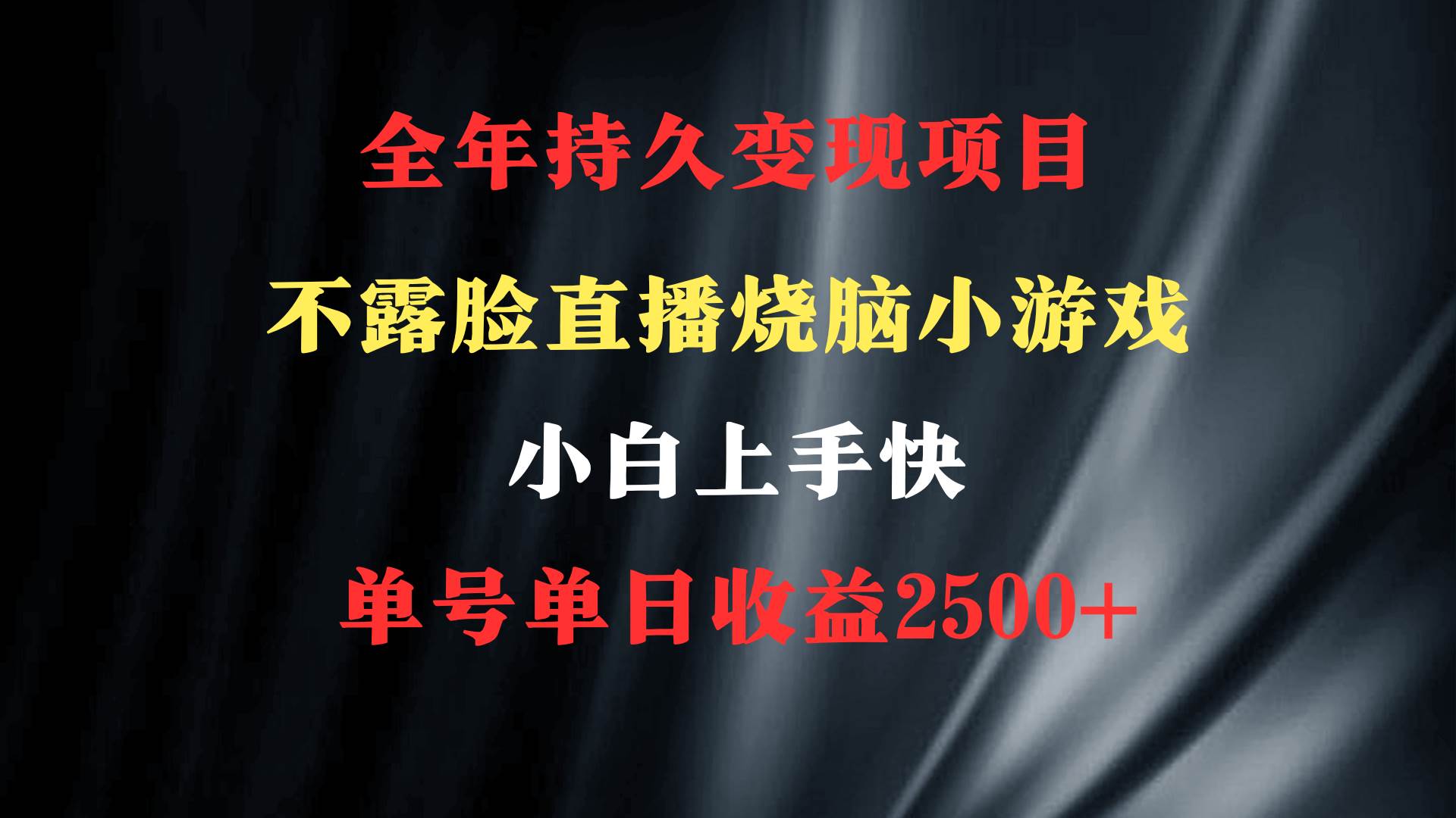 2024年 最优项目，烧脑小游戏不露脸直播  小白上手快 无门槛 一天收益2500+-扬明网创