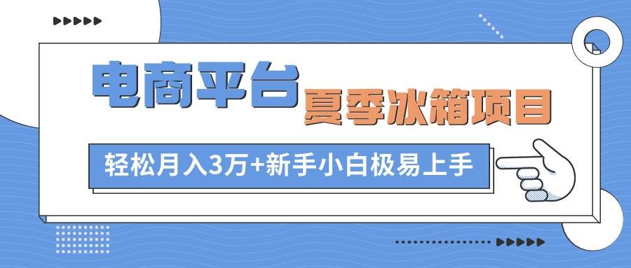 电商平台夏季冰箱项目，轻松月入3万+，新手小白极易上手-扬明网创