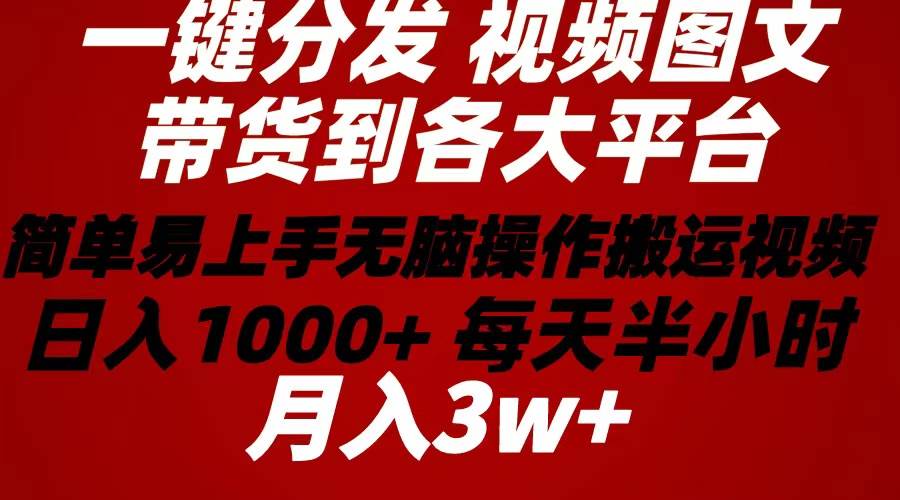 2024年 一键分发带货图文视频  简单易上手 无脑赚收益 每天半小时日入1…-扬明网创