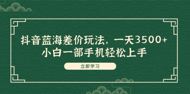 抖音蓝海差价玩法，一天3500+，小白一部手机轻松上手-扬明网创