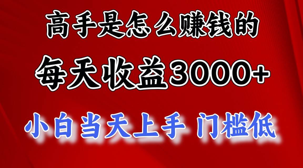 高手是怎么赚钱的，一天收益3000+ 这是穷人逆风翻盘的一个项目，非常…-扬明网创