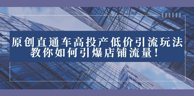 2023直通车高投产低价引流玩法，教你如何引爆店铺流量！-扬明网创