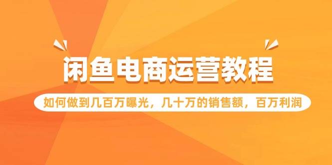 闲鱼电商运营教程：如何做到几百万曝光，几十万的销售额，百万利润-扬明网创