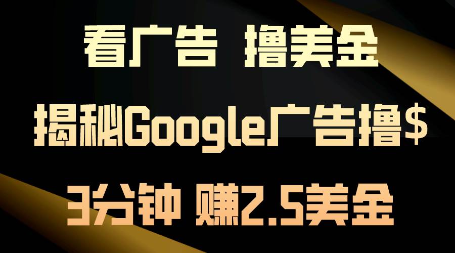 看广告，撸美金！3分钟赚2.5美金！日入200美金不是梦！揭秘Google广告…-扬明网创