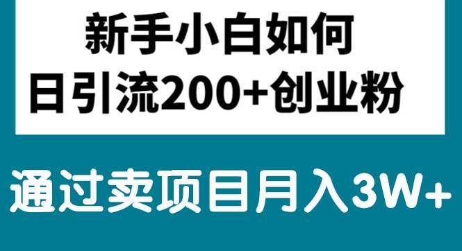 新手小白日引流200+创业粉,通过卖项目月入3W+-扬明网创