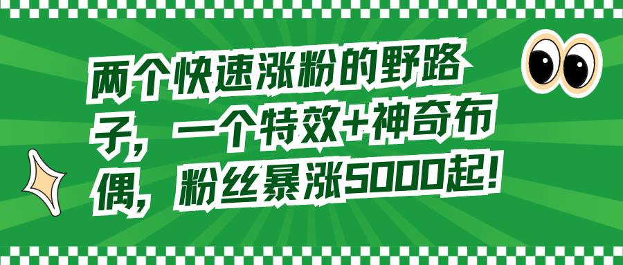 两个快速涨粉的野路子，一个特效+神奇布偶，粉丝暴涨5000起！-扬明网创