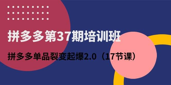 拼多多第37期培训班：拼多多单品裂变起爆2.0（17节课）-扬明网创