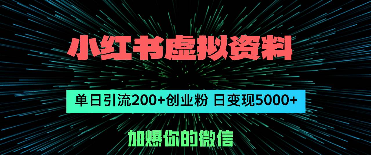 小红书虚拟资料日引流200+创业粉，单日变现5000+-扬明网创