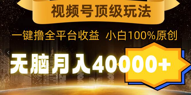 视频号顶级玩法，无脑月入40000+，一键撸全平台收益，纯小白也能100%原创-扬明网创