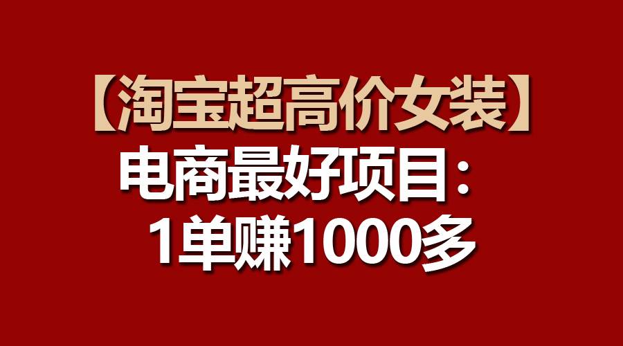 【淘宝超高价女装】电商最好项目：一单赚1000多-扬明网创