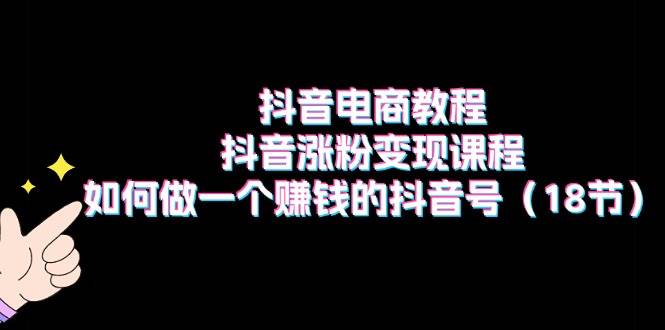 抖音电商教程：抖音涨粉变现课程：如何做一个赚钱的抖音号（18节）-扬明网创