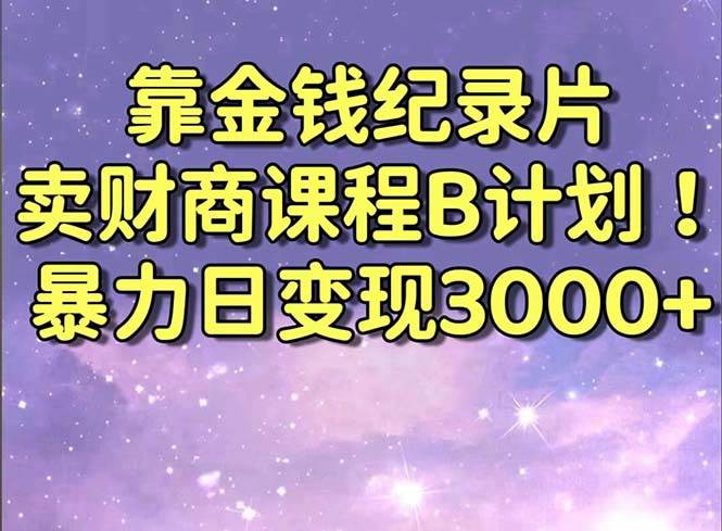 靠金钱纪录片卖财商课程B计划！暴力日变现3000+，喂饭式干货教程！-扬明网创