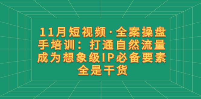 11月短视频·全案操盘手培训：打通自然流量 成为想象级IP必备要素 全是干货-扬明网创