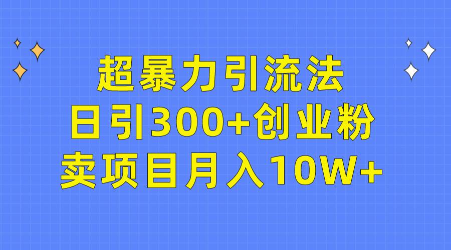 超暴力引流法，日引300+创业粉，卖项目月入10W+-扬明网创