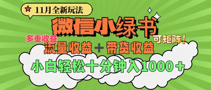 11月小绿书全新玩法，公众号流量主+小绿书带货双重变现，小白十分钟无脑日入1000+-扬明网创