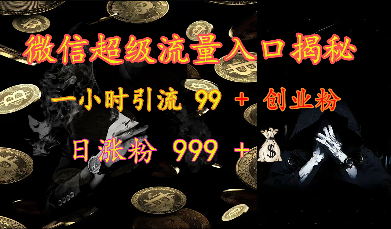 微信超级流量入口揭秘：一小时引流 99 + 创业粉，日涨粉 999 +【揭秘】-扬明网创