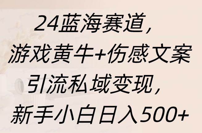 24蓝海赛道，游戏黄牛+伤感文案引流私域变现，新手日入500+-扬明网创