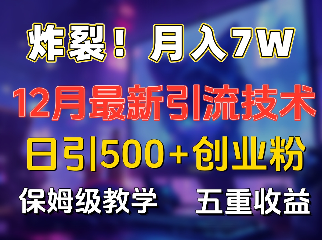 炸裂！月入7W+揭秘12月最新日引流500+精准创业粉，多重收益保姆级教学-扬明网创